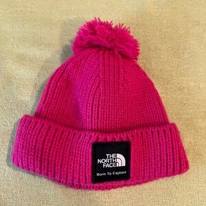 The North Face Kids Fuchsia Pom-Pom Beanie